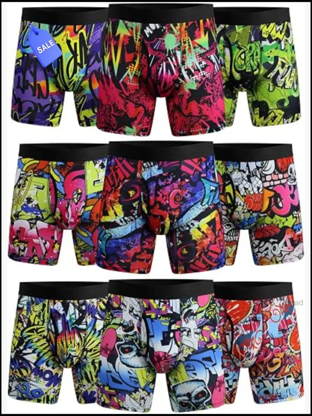 Men's Boxer Briefs 9 Pack Moisture Wicking No Ride Up Underwear